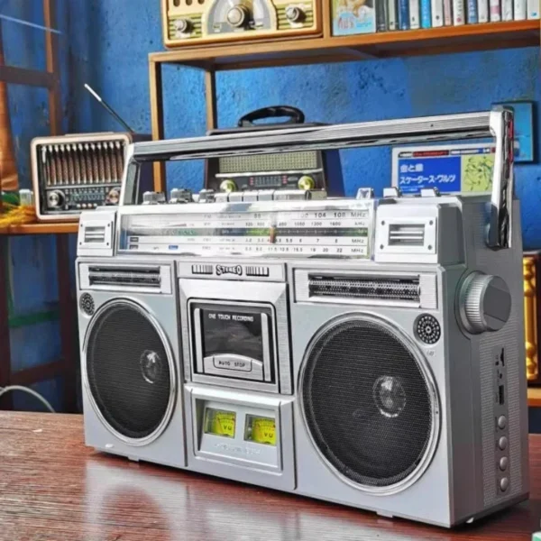 S250593161fcc43a7a8d0059308155316X.webp Retro Boombox with Cassette, FM Radio & Bluetooth