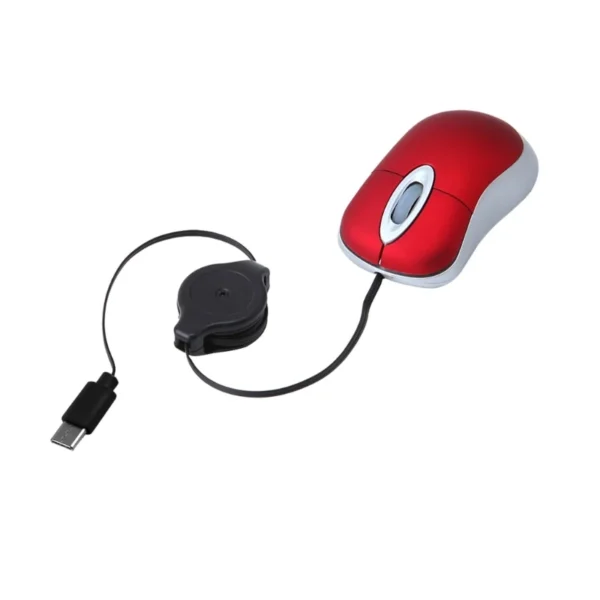 Mini Retractable-Cable Mouse, USB-C