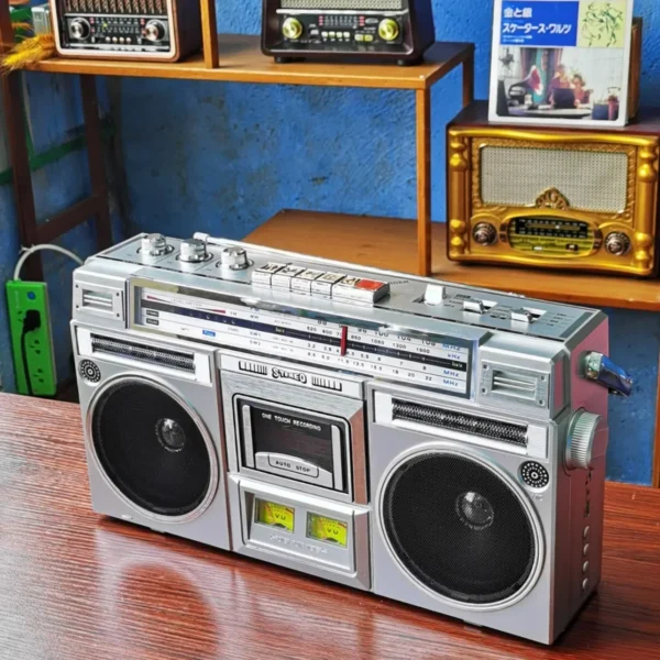 Sa2c6cbd6f397465d8ce838f10d117c28A.webp Retro Boombox with Cassette, FM Radio & Bluetooth