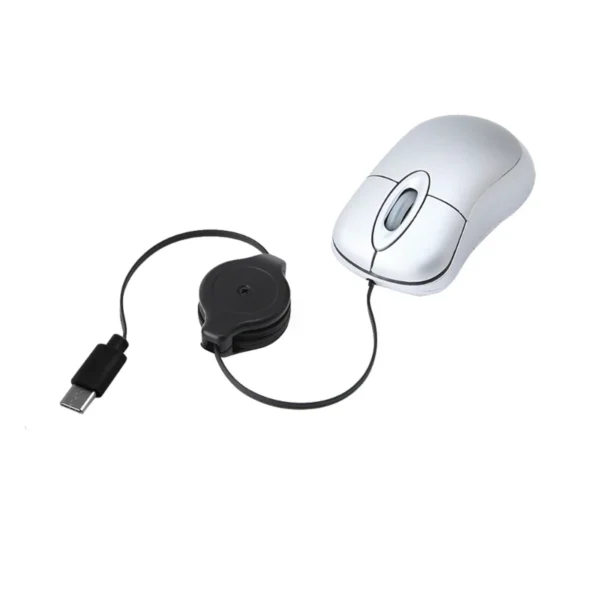 Mini Retractable-Cable Mouse, USB-C